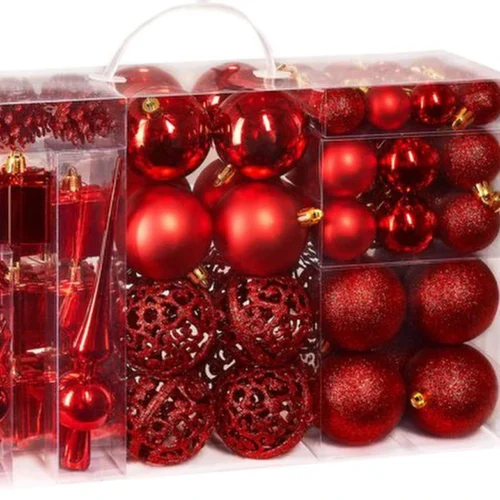 Unyqoos® Complete set van 101 kerstballen met piek voor feestelijke boomdecoratie