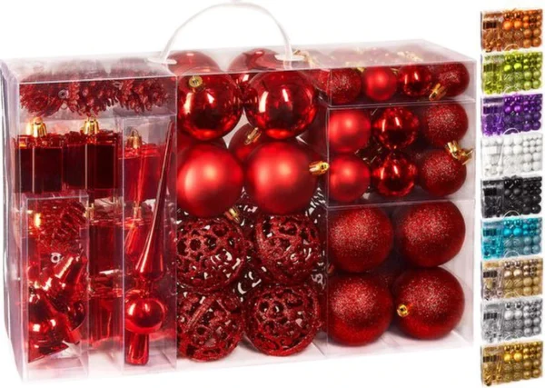 Unyqoos® Complete set van 101 kerstballen met piek voor feestelijke boomdecoratie