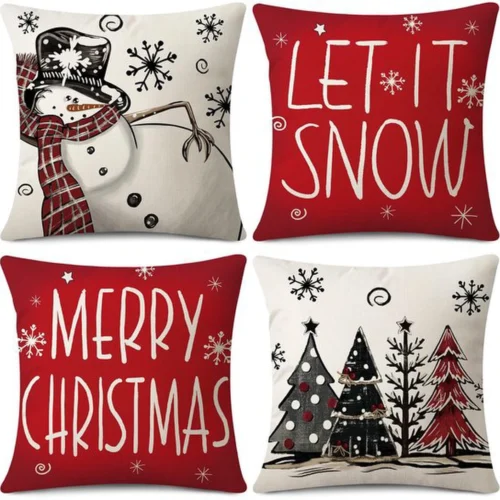 P-87213237258600-20260406113957.webp Unyqoos® Set van vier decoratieve kussenhoezen met kerstthema voor woonkamer en slaapkamer