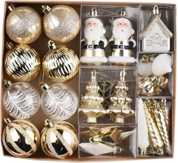P-87213237262010-20260406093250.webp Unyqoos® Luxe set van 40 onbreekbare witgouden kerstballen voor sfeervolle decoratie