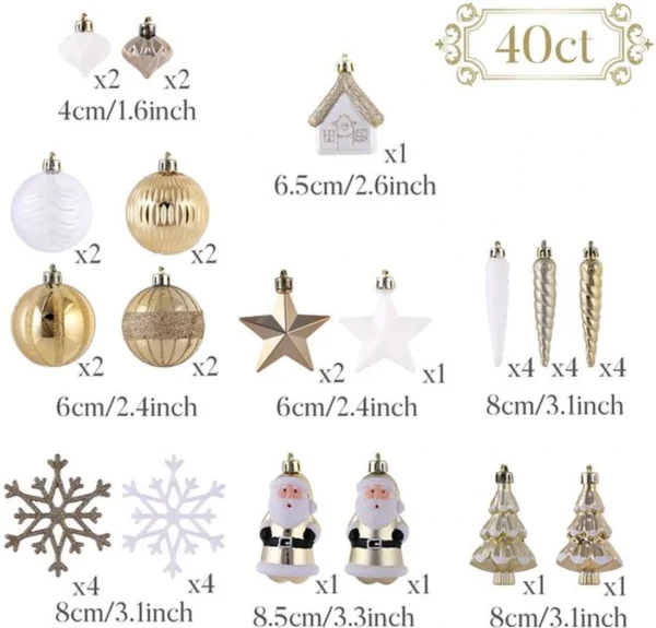 P-87213237262015-20260406093303.webp Unyqoos® Luxe set van 40 onbreekbare witgouden kerstballen voor sfeervolle decoratie