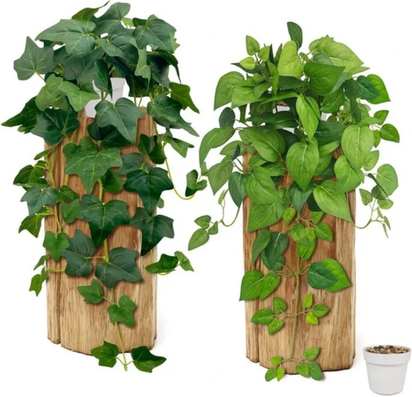 Unyqoos® Set van drie decoratieve kunsthangplanten met pot voor binnen en buiten