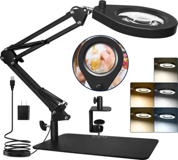 Unyqoos® Dimbare LED-vergrootlamp met verstelbare zwenkarm en sterke klem