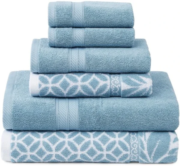 P-87213237283970-20260405184356.webp Unyqoos® Zachte en luxe jacquard handdoekenset van 100% gekamd katoen voor badkamer