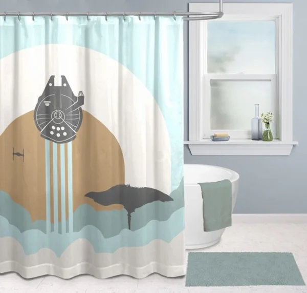 Unyqoos® Droom weg onder een Galactisch Douchegordijn met Ruimtevaart Thema, 178 x 182 cm, Perfect voor Badkamer Avonturen