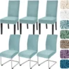 P-87213237308332-20260405183318.webp Unyqoos® Set van 6 Stretchbare Fluwelen Stoelhoezen voor Diverse Gelegenheden in Grijsblauw