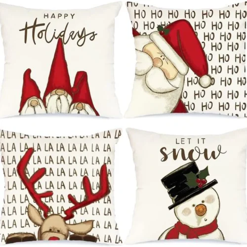 P-87213237322640-20260406112038.webp Unyqoos® Set van 4 decoratieve kerstkussenslopen voor woonkamer en slaapkamer