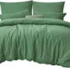 Unyqoos® 3-delige saliegroene beddengoedset met dekbedovertrek en kussenslopen