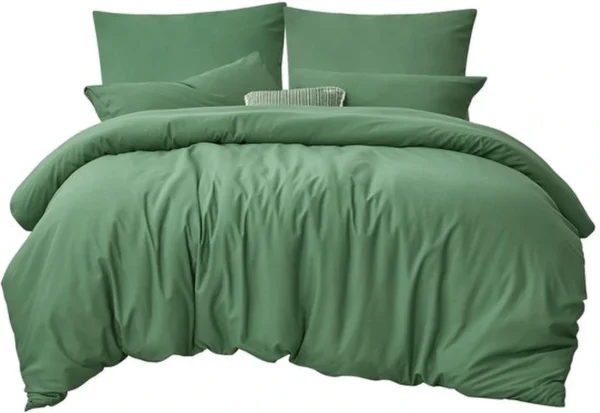 Unyqoos® 3-delige saliegroene beddengoedset met dekbedovertrek en kussenslopen