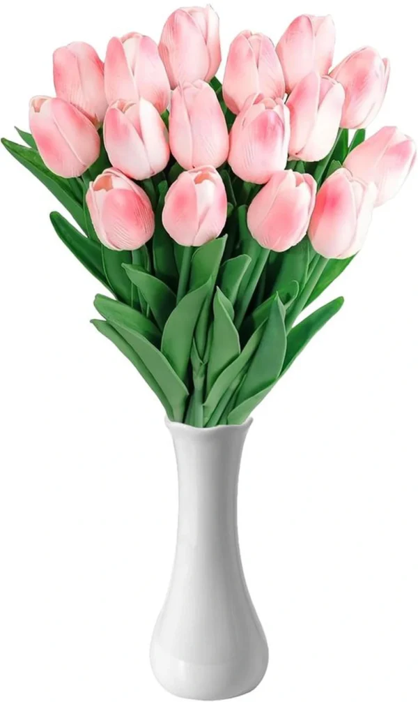 P-87213237327450-20260405141532.webp Unyqoos® Set van 15 Kunsttulpen met Keramische Vaas voor Decoratie en Sfeer