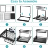 Unyqoos® Multifunctioneel Metalen Keuken- en Badkamer Opbergrek met Lade, Set van 2, Zwart