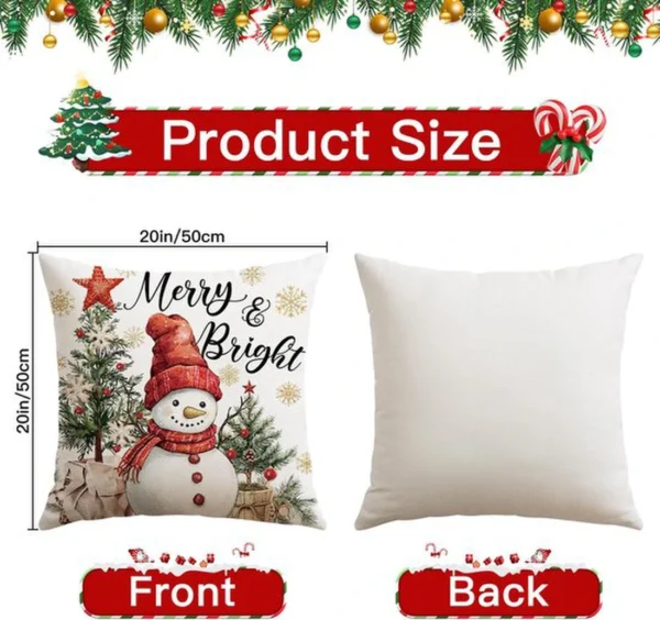 P-87213237349302-20260406112143.webp Unyqoos® Set van 4 decoratieve kerstkussenhoezen met sneeuwpopontwerp voor huisdecoratie