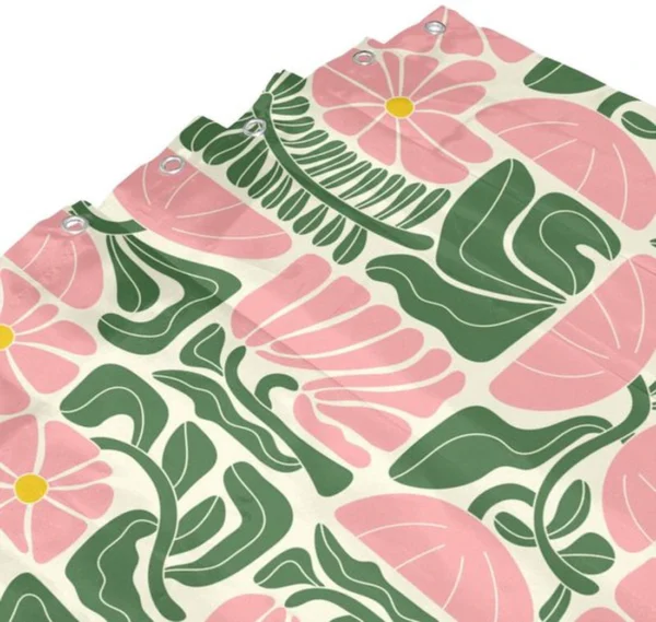 Unyqoos® Stijlvolle retro douchegordijn met abstracte bloemen en geometrische patronen