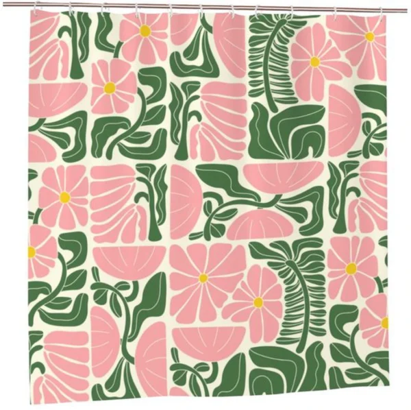 Unyqoos® Stijlvolle retro douchegordijn met abstracte bloemen en geometrische patronen