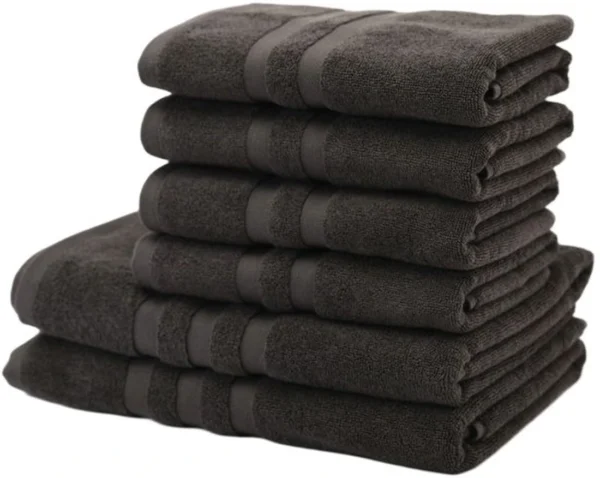 P-87213237379550-20260405184603.webp Unyqoos® Zachte en absorberende 6-delige handdoekenset van 100% katoen in antraciet