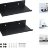 P-87213237386000-20260406081250.webp Unyqoos® Zwarte metalen zwevende wandrekken voor veelzijdige opbergruimte thuis