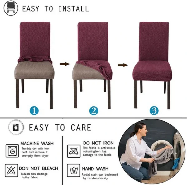 Unyqoos® Set van 4 elastische stoelhoezen voor eetkamer en keuken, wasbaar en