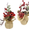 P-87213237400610-20260405141814.webp Unyqoos® Set van twee winterse bloemstukken met bessen en gewei in jute pot