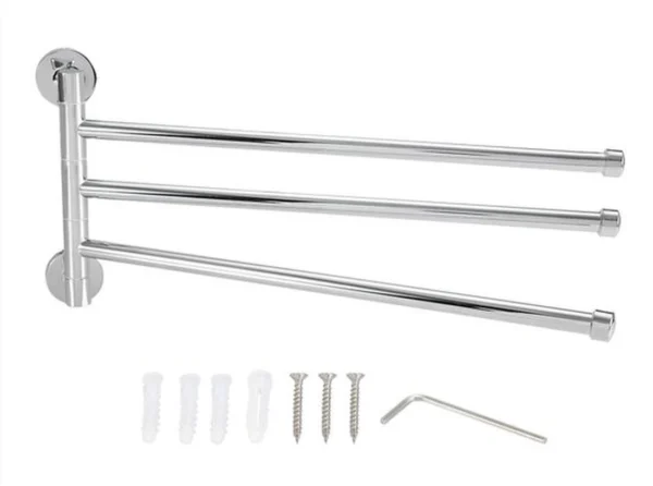 P-87213237426450-20260405182911.webp Unyqoos® Wandgemonteerde handdoekhouder met drie draaibare armen voor badkamer en keuken