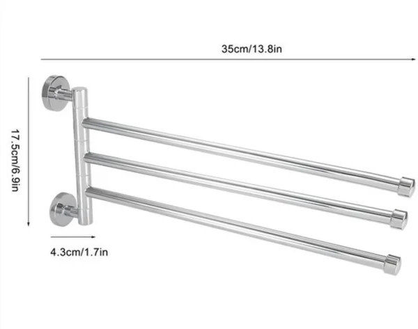 P-87213237426451-20260405182920.webp Unyqoos® Wandgemonteerde handdoekhouder met drie draaibare armen voor badkamer en keuken