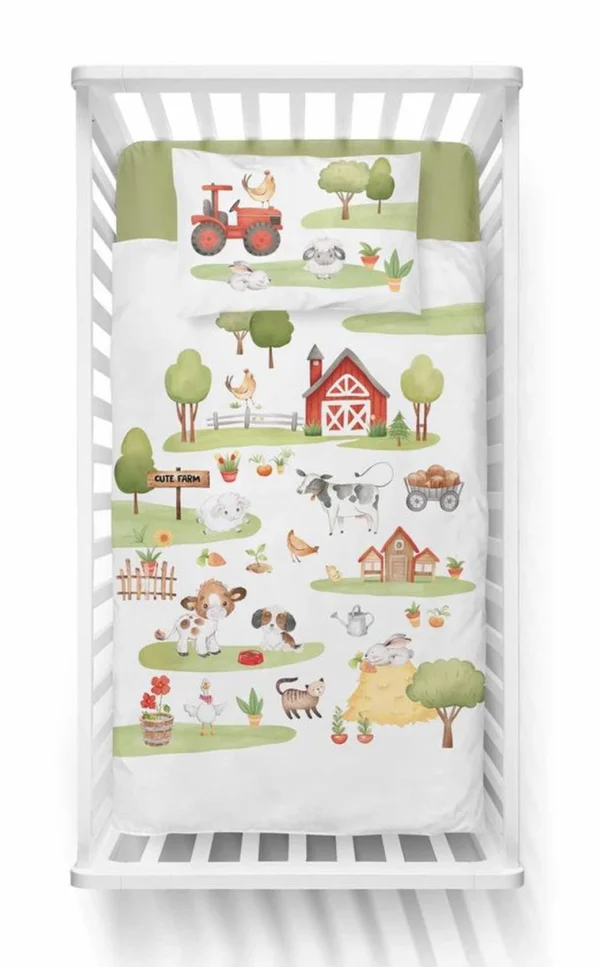 Unyqoos® Kinderbeddengoedset met boerderijthema voor comfortabel en stijlvol slapen