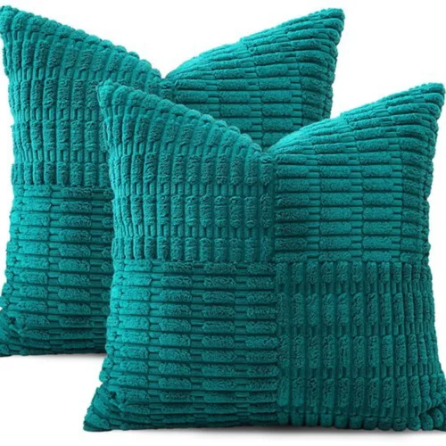 Unyqoos® Set van twee decoratieve corduroy kussenslopen met bohemian streepdesign