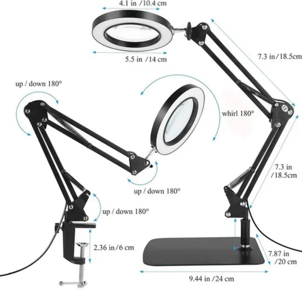 Unyqoos® Handige LED Vergrootlamp met Verstelbare Arm en Drie Kleurmodi voor Diverse Taken