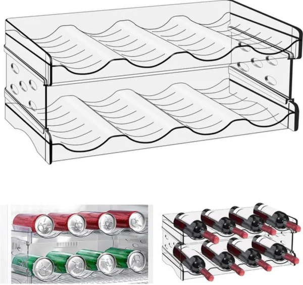 P-87213237450110-20260406105917.webp Unyqoos® Transparante stapelbare flessenhouder voor efficiënte koelkastorganisatie