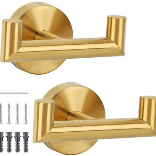 P-87213237518900-20260405181750.webp Unyqoos® Set van twee stijlvolle roestvrijstalen wandhaken voor badkamer en keuken