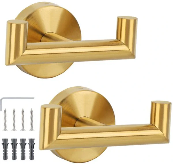 P-87213237518900-20260405181750.webp Unyqoos® Set van twee stijlvolle roestvrijstalen wandhaken voor badkamer en keuken