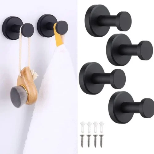 P-87213237524530-20260406121009.webp Unyqoos® Set van 4 wandhaken met matzwarte afwerking en hoge draagkracht voor veelzijdig gebruik