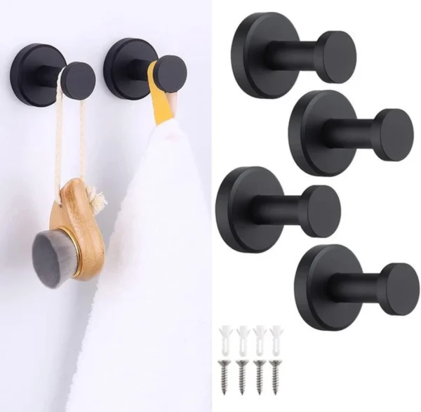 P-87213237524530-20260406121009.webp Unyqoos® Set van 4 wandhaken met matzwarte afwerking en hoge draagkracht voor veelzijdig gebruik