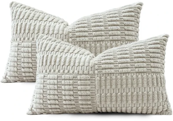 Unyqoos® Set van 2 decoratieve kussenslopen in corduroy met strepen voor huisstijl