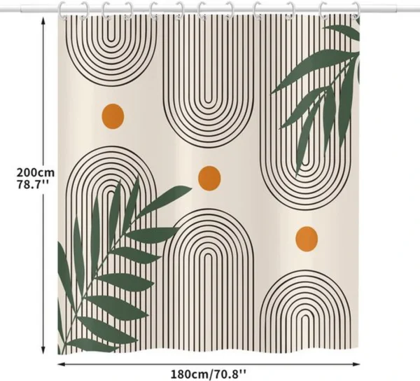 P-87213237580591-20260403114159.webp Unyqoos® Waterdicht douchegordijn met abstract boho ontwerp en 12 haken