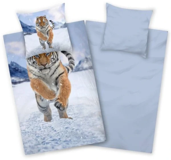 P-87213237610590-20260405104114.webp Unyqoos® Zachte en Warme Flanellen Kinderbeddengoedset met Tijgerdesign in Blauw