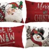 Unyqoos® Set van 4 decoratieve kerstkussenhoezen met verborgen ritssluiting 40 x 60 cm