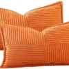Unyqoos® Set van twee moderne corduroy kussenslopen in warme oranje tint voor elke kamer