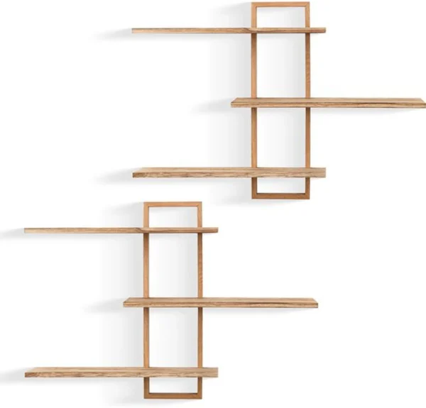 P-87213237670444-20260406082602.webp Unyqoos® Set van drie zwevende wandplanken van eikenhout voor woonkamer en slaapkamer