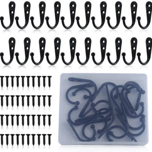 Unyqoos® Set van 20 metalen wandhaken met schroeven voor diverse ophangmogelijkheden