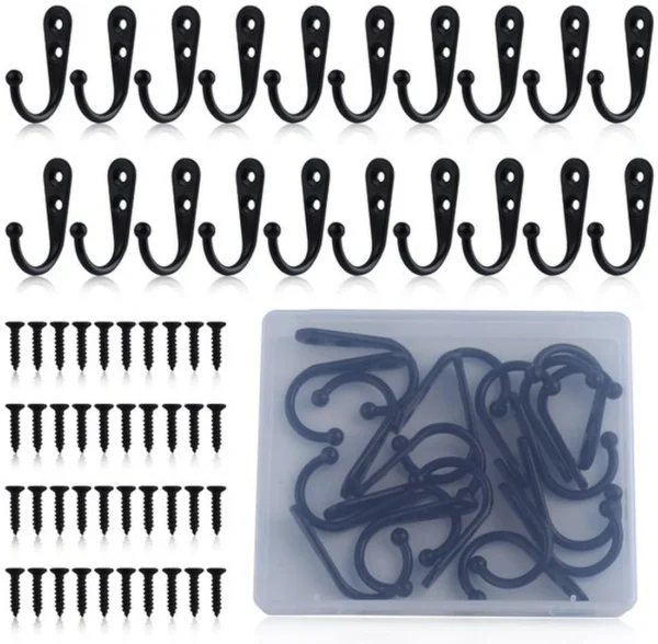 P-87213237674570-20260406121428.webp Unyqoos® Set van 20 metalen wandhaken met schroeven voor diverse ophangmogelijkheden