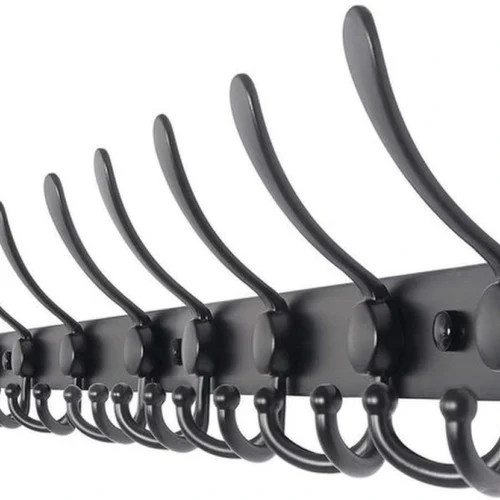 Unyqoos® Moderne Zwarte Wandgarderobe met 24 Haken van Roestvrij Staal - 75 cm Breed