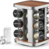 Unyqoos® Draaibaar kruidenrek met 12 glazen potjes en accessoires voor keukenorganisatie