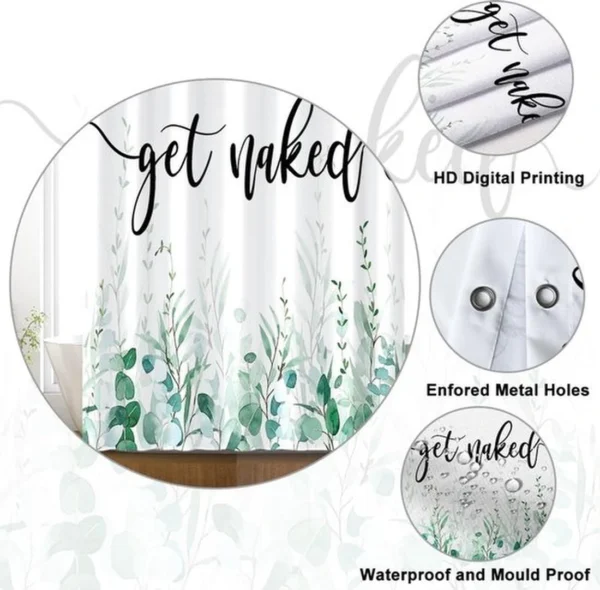P-87213237697105-20260403114344.webp Unyqoos® Natuurlijk Groen Douchegordijn met Eucalyptusprint voor Ontspanning en Stijl in de Badkamer