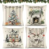 P-87213237720550-20260406113444.webp Unyqoos® Set van 4 grijze linnen kussenslopen met kerstmotieven voor sfeervolle decoratie