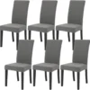 Unyqoos® Set van 6 rekbare en wasbare stoelhoezen voor eetkamerstoelen in lichtgrijs