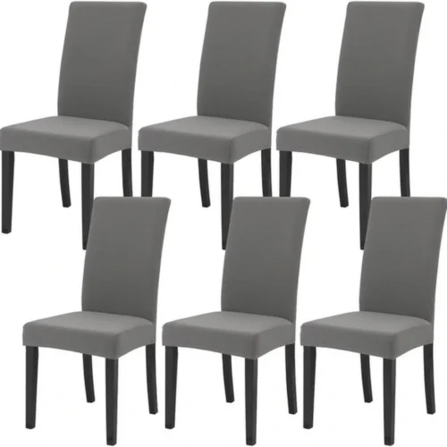 P-87213237744930-20260405183005.webp Unyqoos® Set van 6 rekbare en wasbare stoelhoezen voor eetkamerstoelen in lichtgrijs