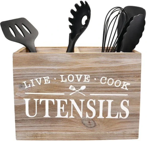 Unyqoos® Stijlvolle Houten Keukenorganizer met Twee Compartimenten en Verwijderbare Bodem voor Optimaal Gebruiksgemak
