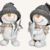 Unyqoos® Charmante decoratieve sneeuwpop in grijs-wit keramiek voor winterdecoratie