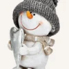 Unyqoos® Charmante decoratieve sneeuwpop in grijs-wit keramiek voor winterdecoratie