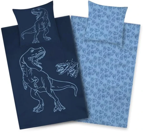 Unyqoos® Kinderbeddengoed Set met Omkeerbaar Dinosaurus Motief en Rits voor Jongens